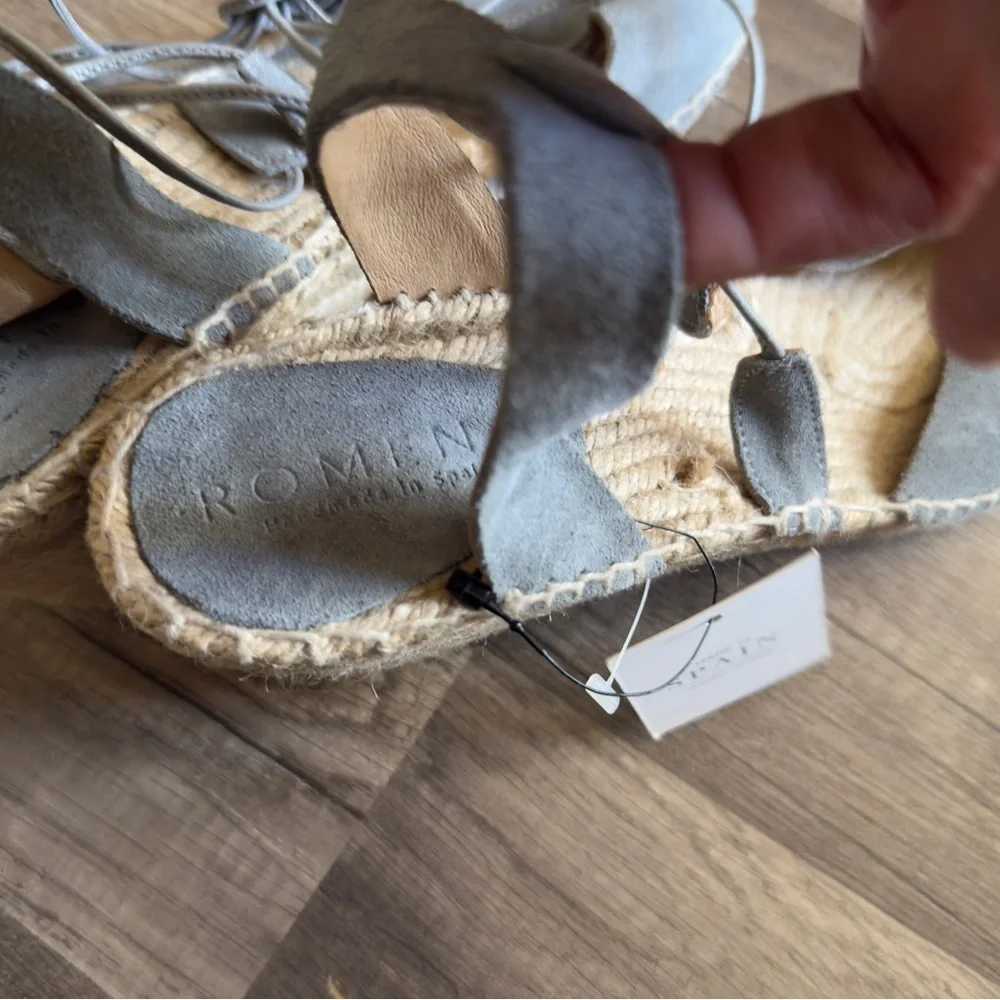 NWT Anthropologie Romena Espadrille Blue Suede Wedges Sandals 40